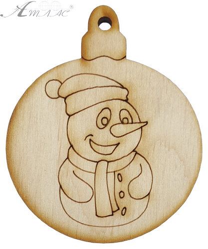 Фигурка фанерная - Елочный шар со снеговиком 6 см AS-4774 Фигурка фанерная - Елочный шар со снеговиком 6 см AS-4774