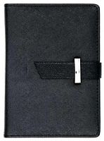 Блокнот на застежке ЧГ 135 х 180 мм кожзаменитель, рифленый, черный 08-N28-32, 118170