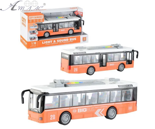 Іграшка Машинка City Service Тролейбус зі світлом, двері відкриваються, 28 см  911В фото 2