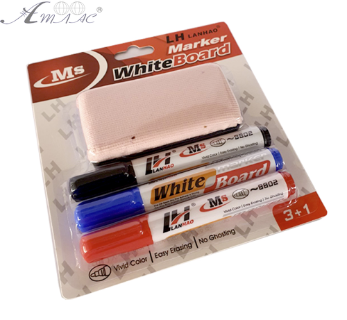 Маркер сухостиральний Набір 3шт MS 3 маркера та губка 8802 Маркер сухостиральний Набір 3шт MS 3 маркера та губка 8802