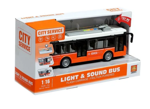 Игрушка Машинка City Service Троллейбус со светом, двери открываются, 28 см 911В Игрушка Машинка City Service Троллейбус со светом, двери открываются, 28 см 911В