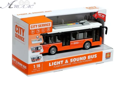 Іграшка Машинка City Service Тролейбус зі світлом, двері відкриваються, 28 см 911В Іграшка Машинка City Service Тролейбус зі світлом, двері відкриваються, 28 см 911В