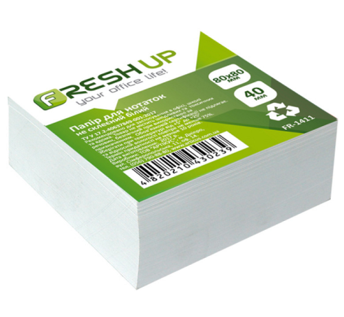 Бумага для заметок Fresh Up белая НЕ склеенная 80 х 80 мм 400 л FR-1411