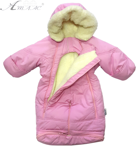Комбинезон для девочки, на натуральном меху, розовый однотонный, р.74 Flavien 12879 Комбинезон для девочки, на натуральном меху, розовый однотонный, р.74 Flavien 12879