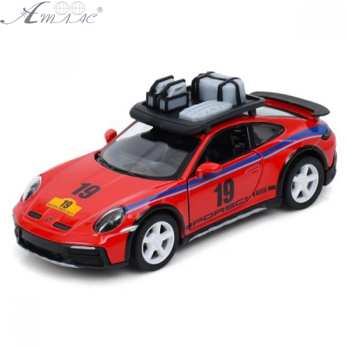 Машинка Kinsmart Porsche 911 Rally з багажем Червона KT5481WFA Машинка Kinsmart Porsche 911 Rally з багажем Червона KT5481WFA
