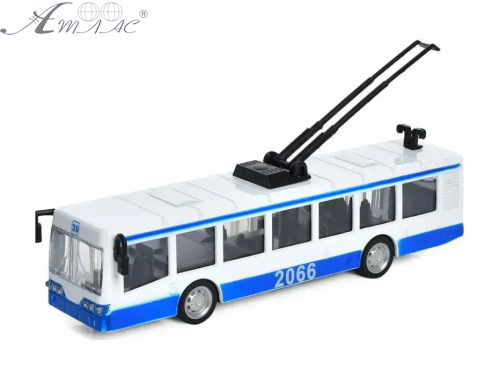 Модель АвтоХит Троллейбус Голубой металл инерционный М5661 Модель АвтоХит Троллейбус Голубой металл инерционный М5661