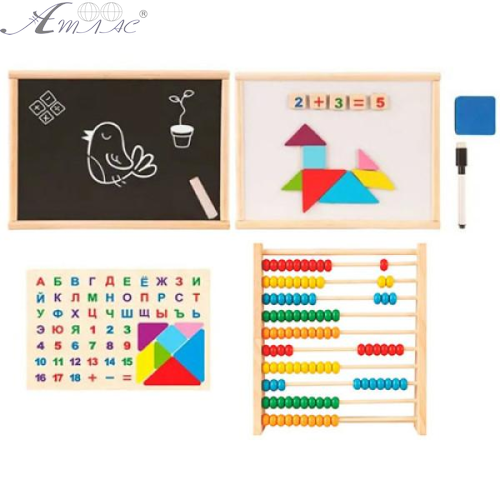 Игрушка Деревяная Пора в школу 2в1 счеты+доска магн. MD1601 Игрушка Деревяная Пора в школу 2в1 счеты+доска магн. MD1601