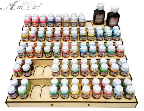 Подставка под краску Акрил 20 мл 57 + 2 шт из Фанери AS-4289 Подставка под краску Акрил 20 мл 57 + 2 шт из Фанери AS-4289