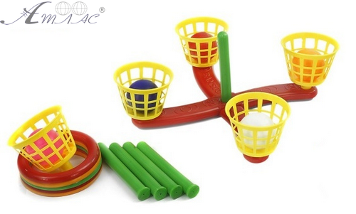 Игрушка Кольцеброс Крест 5 штырей, 5 колец с корзинками Бамсик 110 в сетке 11226 Игрушка Кольцеброс Крест 5 штырей, 5 колец с корзинками Бамсик 110 в сетке 11226