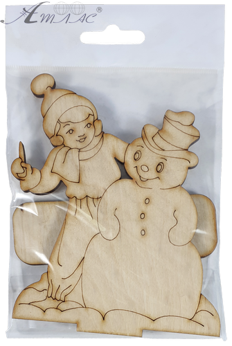 Фігурка фанерна - Сніговик із дівчинкою на підставці 12 х 10 см AS-4744, В-0233 фото 2 Фігурка фанерна - Сніговик із дівчинкою на підставці 12 х 10 см AS-4744, В-0233 фото 2