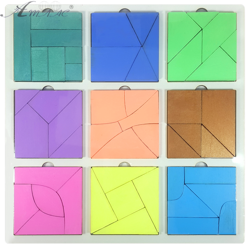 Игрушка развивающая Головоломка Сложи Квадрат покрашенная, третий уровень сложности AS-7159