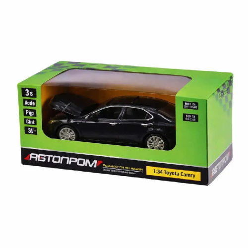 Машинка Автопром Toyota Camry черная металл свет звук 14 см  68459 фото 3