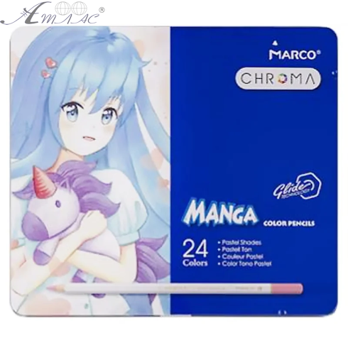 Олівці кольорові Marco Chroma Manga 24 кольори, в металічному пеналі 8550-24TN