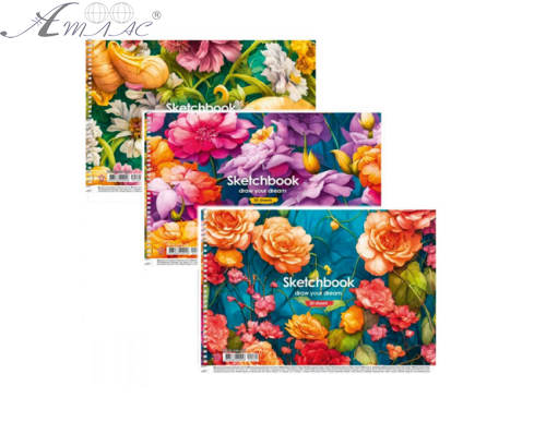 Альбом для рисования спираль Школярик 30л цветы PB-SC-030-460 Альбом для рисования спираль Школярик 30л цветы PB-SC-030-460