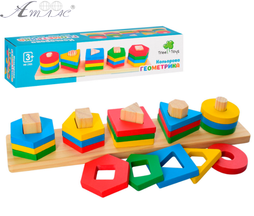 Игрушка Деревянная Геометрика цветная MD2305