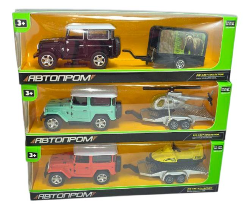 Машинка Автопром Toyota Land Cruiser FJ40 с прицепом 7465 Машинка Автопром Toyota Land Cruiser FJ40 с прицепом 7465