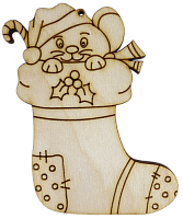 Фигурка фанерная - Мышонок № 28 в валенке 70 х 97 мм с магнитом AS-4852, В-0410