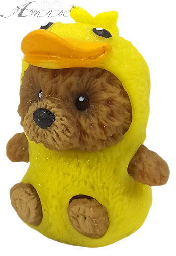 Игрушка силиконовая антистресс, мишка в костюме утенка 7 см 04357