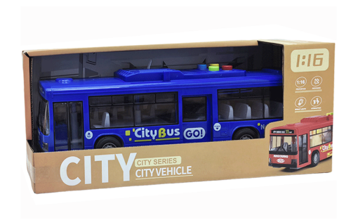 Игрушка Автобус Sity синий двери открываются свет звук 28 см  1106В фото 2