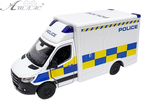 Машинка Kinsmart Mersedes-Benz Sprinter Police біла будка KT5479W-2 Машинка Kinsmart Mersedes-Benz Sprinter Police біла будка KT5479W-2