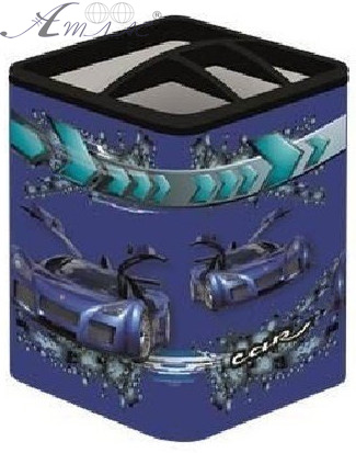 Стакан для ручок Zibi 3 комірки, металічний, синій ZB.3103-02