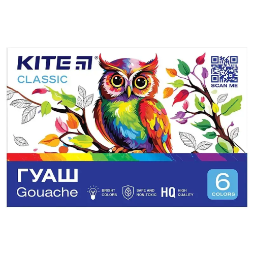 Гуашь набор Kite Classic 6 цветов 20мл K-062 Гуашь набор Kite Classic 6 цветов 20мл K-062