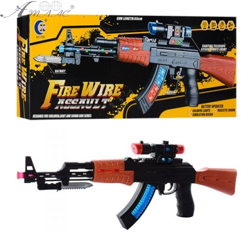 Игрушка Оружие Автомат АК-47 со световыми и звуковыми эффектами 758 Игрушка Оружие Автомат АК-47 со световыми и звуковыми эффектами 758