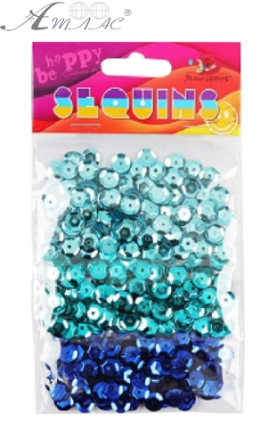 Пайетки Круглые 8 мм 3в1 цветные 15 грамм 160387 Пайетки Круглые 8 мм 3в1 цветные 15 грамм 160387