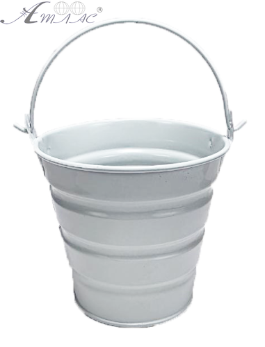 Відерко Декоративний метал 9,5 х 9,5см Диз № 6 широкий смуги Біле  13886