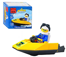 Игрушка Конструктор Brick Pigboat Моторная лодка 19 деталей  1209   