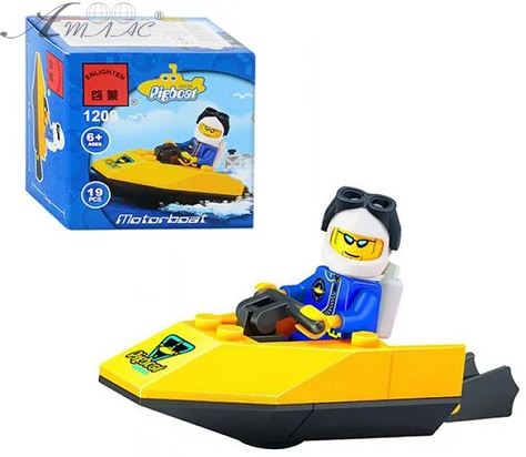 Іграшка Конструктор Brick Pigboat Моторний човен 19 деталей 1209 Іграшка Конструктор Brick Pigboat Моторний човен 19 деталей 1209