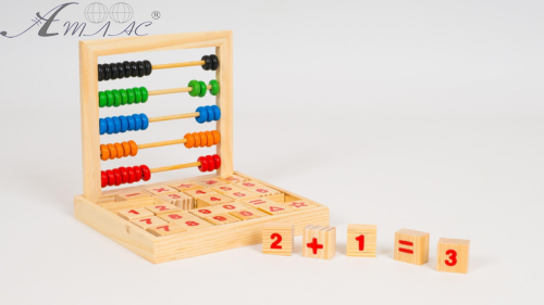 Игрушка Деревяная Математический ряд счёты+кубики с цифрами  MD1166
