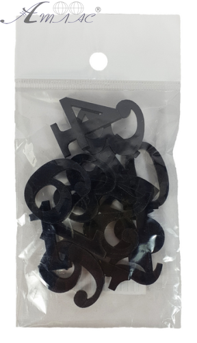 Пластиковые Цифры арабские 12шт черные 2мм h=3см AS-0080 Пластиковые Цифры арабские 12шт черные 2мм h=3см AS-0080