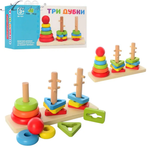 Іграшка Дерев'яна Пірамідка розвиваюча Три Дубка MD1321 В фото 2 Іграшка Дерев'яна Пірамідка розвиваюча Три Дубка MD1321 В фото 2