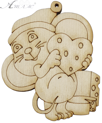 Фигурка фанерная - Мышонок № 19 ушастик в колпаке с сыром 66 х 80 мм с магнитом AS-4843, В-0401 Фигурка фанерная - Мышонок № 19 ушастик в колпаке с сыром 66 х 80 мм с магнитом AS-4843, В-0401