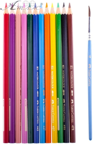 Олівці акварельні кольорові Faber Castell 12 кольорів шестигранні 114413 фото 2 Олівці акварельні кольорові Faber Castell 12 кольорів шестигранні 114413 фото 2
