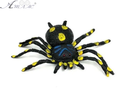 Іграшка силіконова антистрес Павук чорний у жовту точку 13см 01521 Іграшка силіконова антистрес Павук чорний у жовту точку 13см 01521