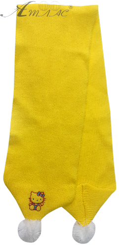 Шарф в'язаний жовтий з бубонцями 13371