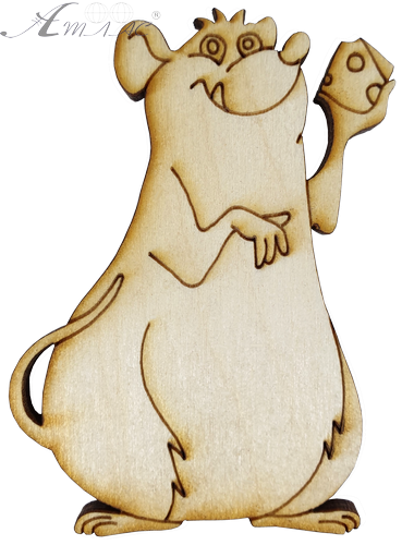 Фигурка фанерная - Мышонок № 12 с маленьким кусочком сыра 57 х 77 мм с магнитом AS-4836, В-0394 Фигурка фанерная - Мышонок № 12 с маленьким кусочком сыра 57 х 77 мм с магнитом AS-4836, В-0394