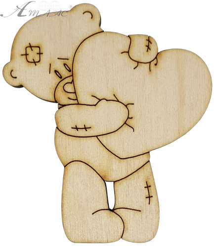 Фигурка фанерная - Мишка с сердцем 6,9 см AS-4685, В-0246 Фигурка фанерная - Мишка с сердцем 6,9 см AS-4685, В-0246