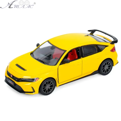 Машинка Kinsmart Honda Civic Type R 2024 Жовта KT5472W Машинка Kinsmart Honda Civic Type R 2024 Жовта KT5472W