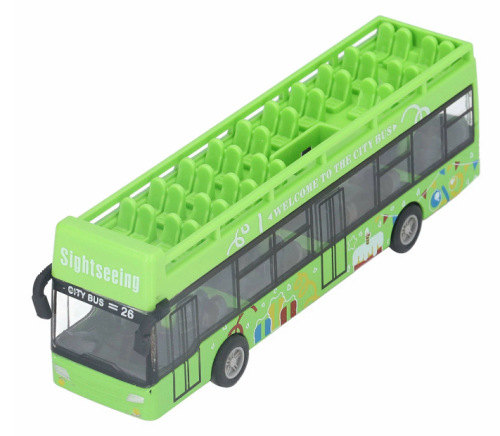 Игрушка Автобус Die-Cast кабрио двухэтажный зеленый 15 см 1210-1D48 фото 2 Игрушка Автобус Die-Cast кабрио двухэтажный зеленый 15 см 1210-1D48 фото 2