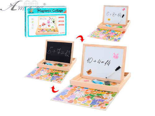 Игрушка Деревянная магнитная доска с пазлами 30 х 24 см MD2913 Игрушка Деревянная магнитная доска с пазлами 30 х 24 см MD2913