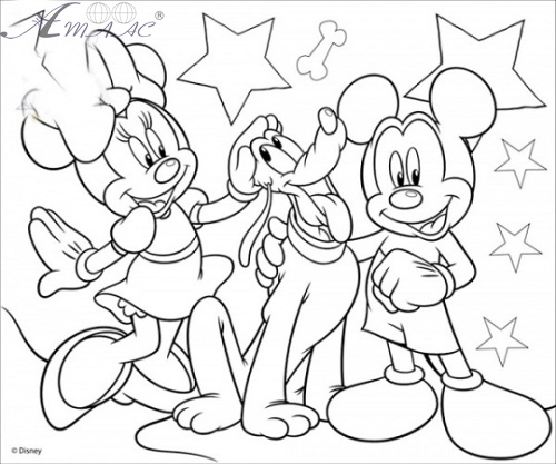 Полотно з контуром Міккі та його друзі - 2 на підрамнику 25 х 25 см 950733