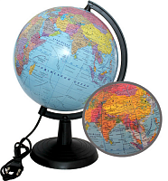 Глобус 22 см з підсвічуванням політичний + фізичний  00171