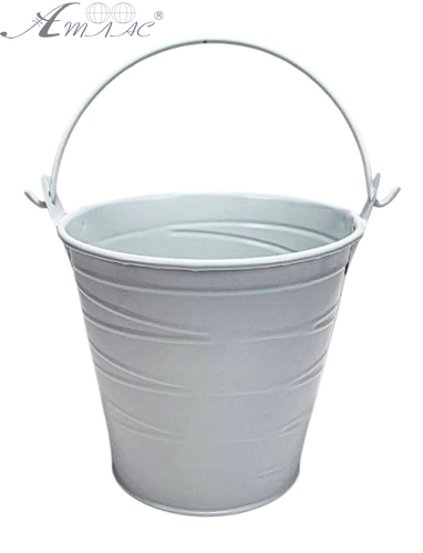 Ведерко Декоративное металл  9,5 х 9,5см Диз № 4 косые полосы Белое  04633