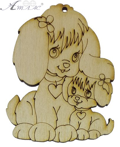 Фигурка фанерная - Песик № 20 мама со щенком 80 х 64 мм с магнитом AS-4796, В-0322 Фигурка фанерная - Песик № 20 мама со щенком 80 х 64 мм с магнитом AS-4796, В-0322