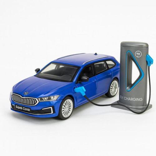 Машинка Автопром Skoda SuperB iV Синяя электро свет звук 14см 68744 Машинка Автопром Skoda SuperB iV Синяя электро свет звук 14см 68744