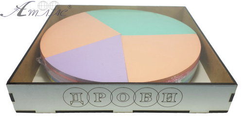 Дроби учебные от 1 до 6 частей d = 20 см ЦВЕТНЫЕ на магнитах из фанеры AS-7108, О-00015 фото 3