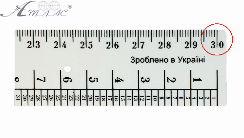 Лінійка 30 см Закрійника сніжно-біла у пакеті AS-0609 Лінійка 30 см Закрійника сніжно-біла у пакеті AS-0609